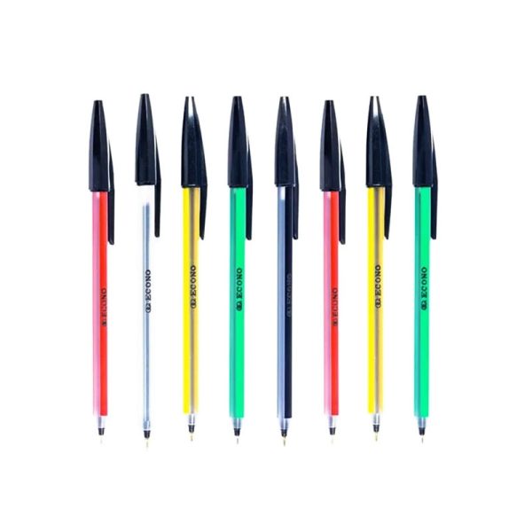 Econo Classic Ball Pen - Long-Lasting, Black Ink, Multicolor Pack of 10